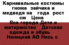 Карнавальные костюмы гнома, зайчика и медведя на 4 года  рост 104-110 см › Цена ­ 1 200 - Все города Дети и материнство » Детская одежда и обувь   . Ненецкий АО,Несь с.